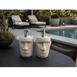 J-LINE Olielamp Moai Set 2 Grijs Cement | Sfeervolle Buitenlamp